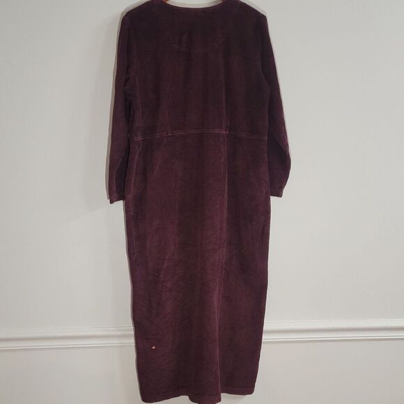 LL Bean Size 16 Dress  Purple Corduroy Pockets Long Sleeve Button Up 100% Cotton - Picture 2 of 8